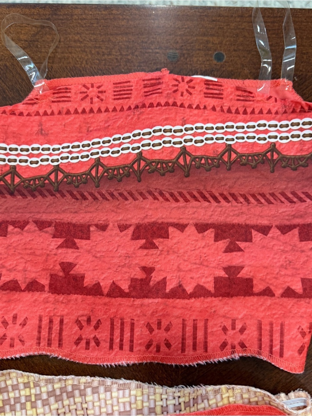 Disney Moana Girls' Orange & Coral Tribal Two-Piece Dress with Fringe Sz 4-6x - Picture 3 of 6